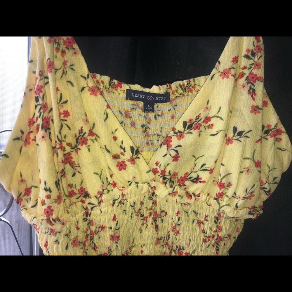 Yellow flowery crop top